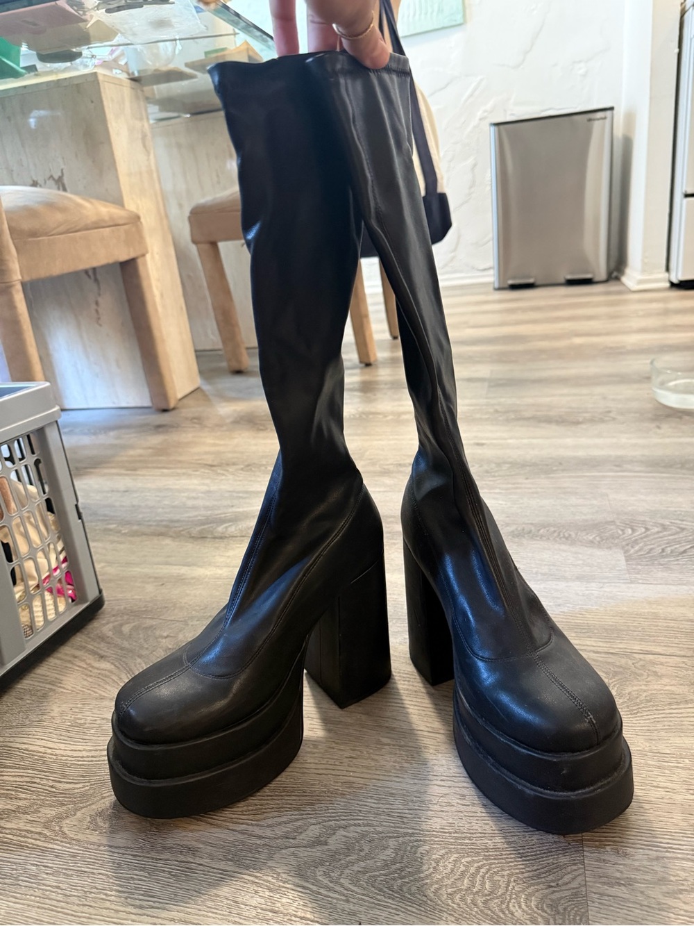 Steve Madden Black Over-the-Knee Platform Boots